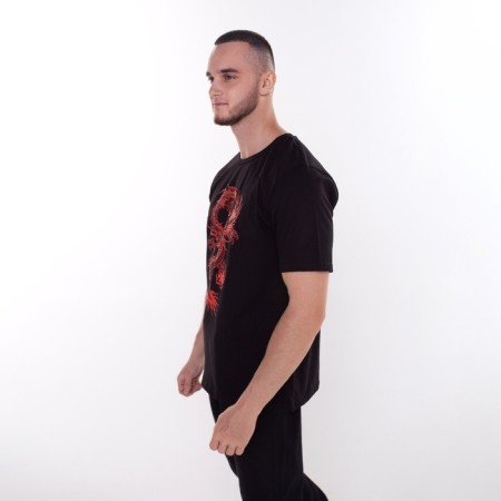 T -shirt male "Dragon", black color/Red print, size 60-2
