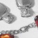 Set 2 objects: earrings, necklace “jewel” squares, red color in silver, 32 cm