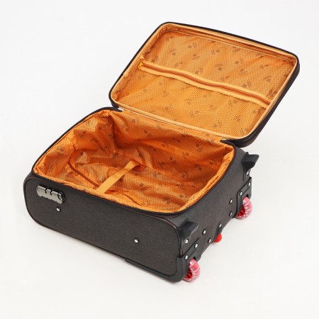 Small 20 suitcase, lightning department, code castle, 3 wheels, 2 outer pockets, brown color-8