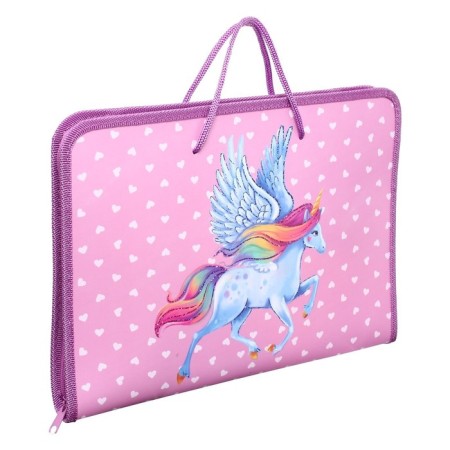 A4 labor folder with handles, 325 x 230 x 25 mm, zipper around, folding bar, plastic, PTR-6 calligrata "unicorns"-3