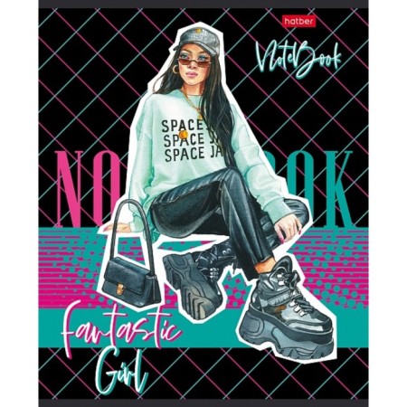 A notebook of 60 sheets in a cage, Zoomer-girl, covered cardboard, an offset block 65g/m2, 5 species, mix-2