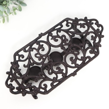 Standing for a heating candle for 3 candles of cast iron "Plant pattern" 6x35x16.5 cm-2