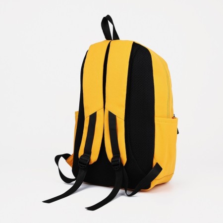 Youth backpack from textiles, 2 parts on lightning, 3 pockets, yellow color-3