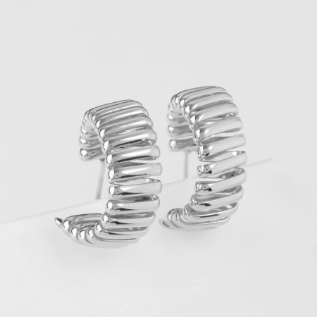 Earrings Metal "Geometry" Acara path, silver color, d = 3.3 cm-1