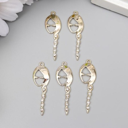Decor for creativity Metal "Beauty with oblique" gold, rhinestones 3.5x1.2 cm-2