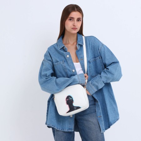 Women's bag over the shoulder Textura, small, white color-8
