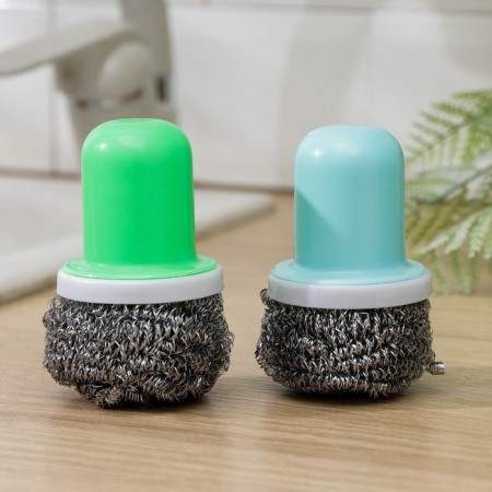 Brush for dishes "cap", metal sponge 20 g, color mix-4