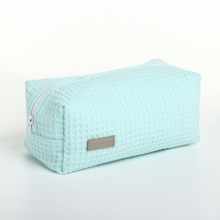 Cosmetic bag at the zipper textura, turquoise color-1
