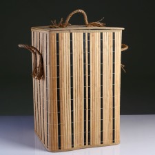 Bellya basket with a lid is folding with handles 37x37 cm H 56 cm, bamboo, jute