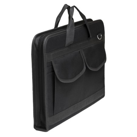 Folder for drawings and drawings for artists A3, 450 x 320 x 30 mm, handles, frame, textile, 3 pockets, black, estado-1