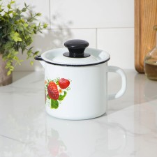 A mug with a nose, 1 l, with a lid, a mix neckline, white color