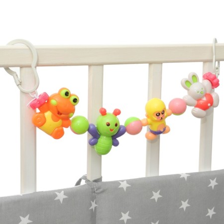 Stretching to a stroller/crib "Monkey and Friends", 4 toys, color mix, crush me-6