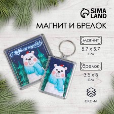 Набор "Мишка" (брелок 3,5х5 см, магнит 5,7х5,7 см)