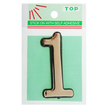 Door number "1", plastic, color gold-1