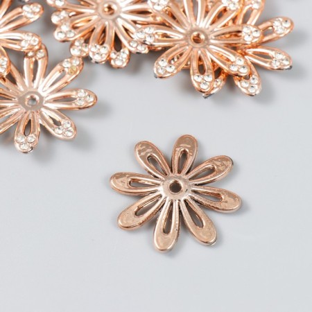 Decor for creativity plastic, rhinestones "Golden chamomile" set of 12 pcs 3x3 cm-1