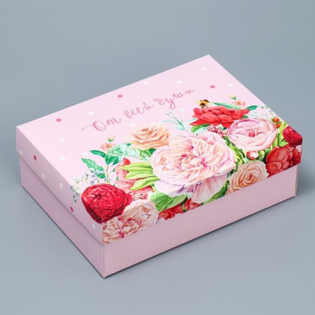 Gift folding box, packaging, "flowers", 21 x 15 x 7 cm-1