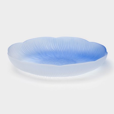 Glass plate “Lotus”, D = 23 cm, blue color