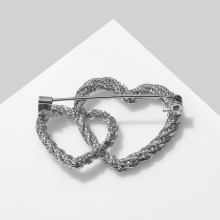Brooch "Heart" intertwined, silver color-1