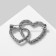 Brooch "Heart" intertwined, silver color