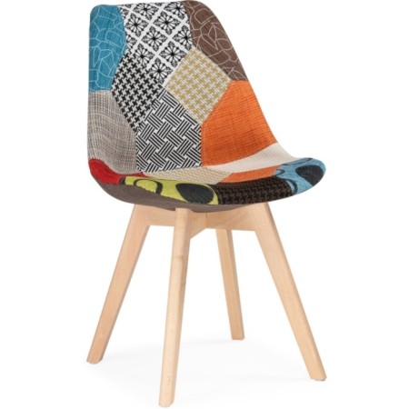 Wooden stool Mille Buka/Fabric, Natural/Color 49x60x83 cm