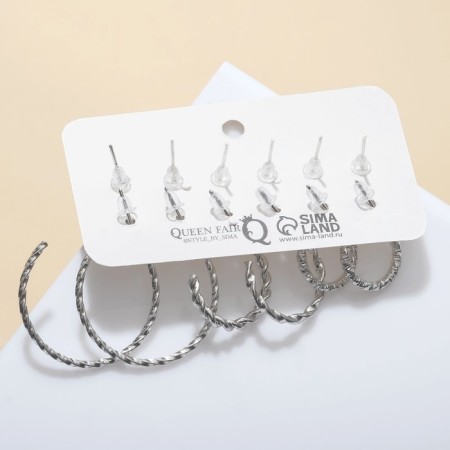 Set of earrings 6 pairs "Assorted" strawberries, watermelon and flower, color in silver-2