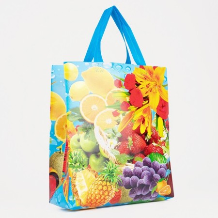 Household bag without fastening, blue/multi -colored color