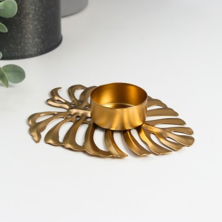 Summary Metal for 1 candle "Sheet Monster" candle d = 4 cm gold 2x10x12.3 cm-1