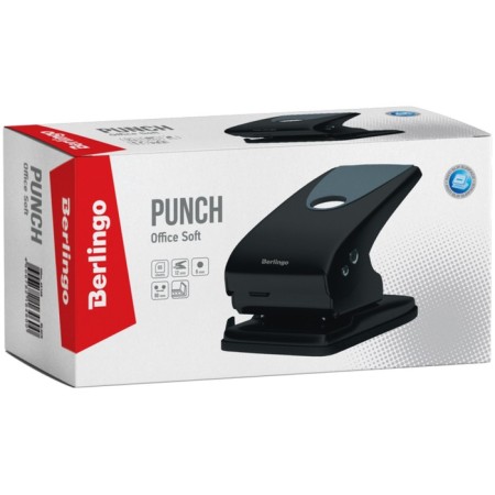 Metallic hole punch 65 sheets, Office Soft, with a ruler, black-1