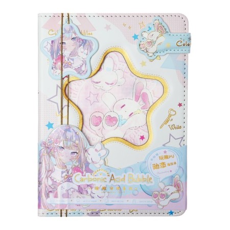 Notebook Gift, A6, 96 sheets, color block, with a curly knife, PVC cover, 3D, "Anime", mix-3