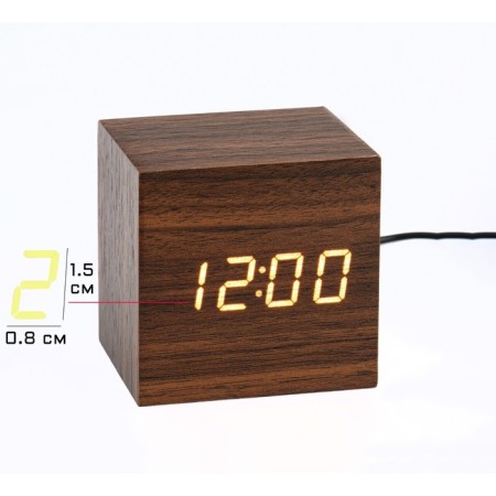 Clock - an alarm clock electronic "digit" with a thermometer, wooden, 6.5 cm, aaa, USB-5