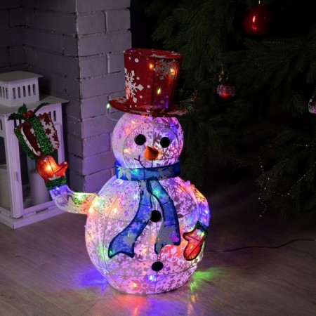 LED figure "Snowman" 33 × 65 × 27 cm, metal, textiles, 220 V, glow of multi-2