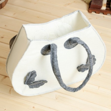 Bag for a bathhouse and sauna "Style", with oak leaflets, white-2