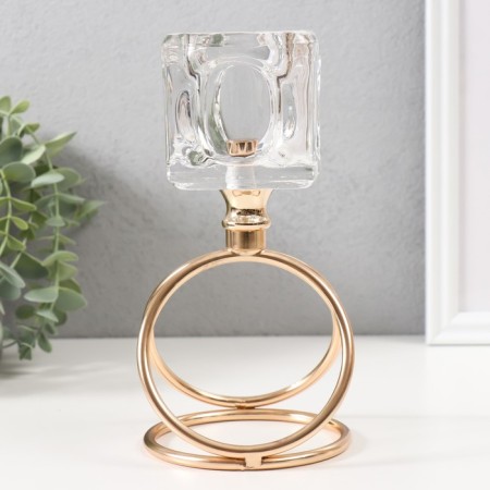 Summary metal, glass per 1 candle "Ice cube" d = 6 cm gold 10x10x19 cm-3