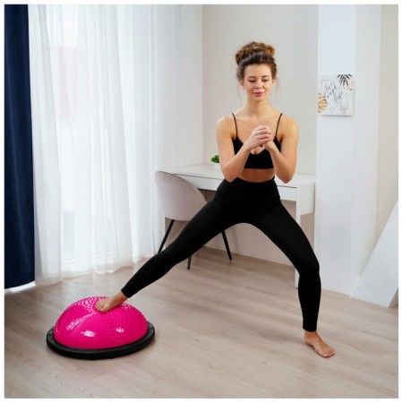 Half -sphere BOSU gymnastic onlytop, massage, with a pump, 55x25 cm, pink color-3