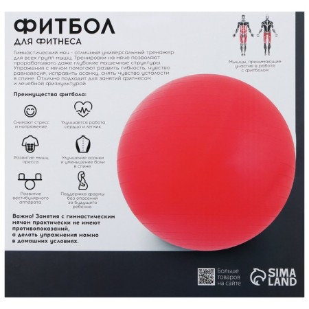 Fitball ONLYTOP, D = 65 cm, 900 g, anti -wings, green color-12