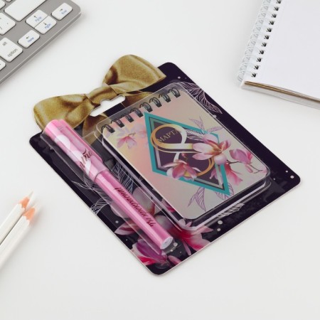 Set "March 8": Notepad and Pen Plastic-1