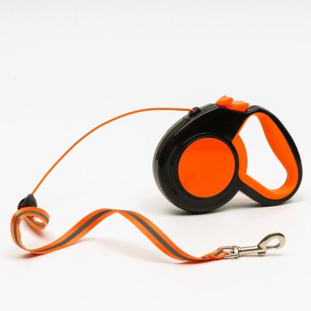 Roulette "Pigzon" reflective, 8 m, up to 50 kg, cable, rubberized handle, orange-1