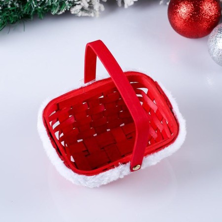 Wicker basket "New Year", red, 15 × 12 × 7.5/25 cm, veneer-1