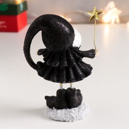 Polystone souvenir "Santa Claus in black caftan, with a star" Long legs 11.5x6.5x4.5 cm-2
