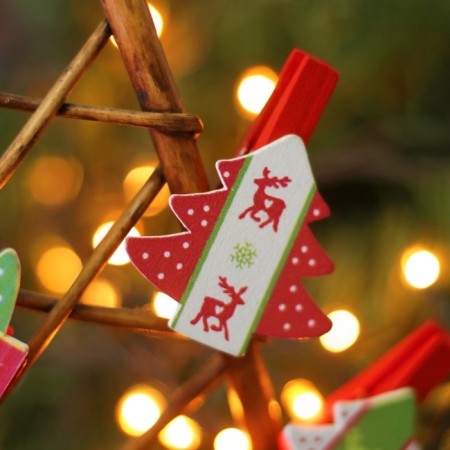 A set of New Year's decor on the clothespin, 6 pcs. "Christmas trees"-1