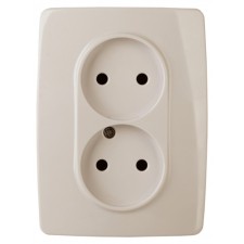 2x2p socket, 16A-250V, IP20, era12, ivory