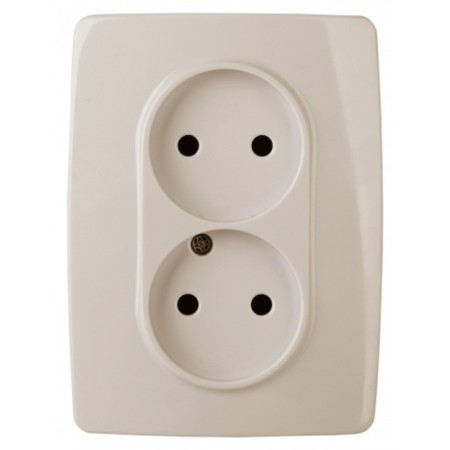 2x2p socket, 16A-250V, IP20, era12, ivory