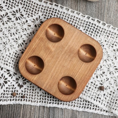 Adelica eggs and cupcake stand, 4 compartments, d = 13 cm, 13 × 13 × 1.8 cm, array of birch-2