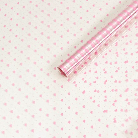 Flower film "Little Hearts", Pink, 0.7 x 7.6 m, 40 μm, 200 g