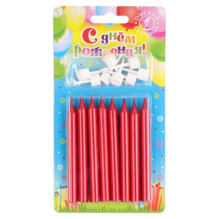 Set of candles for the Manhattan cake, 9 cm, 8 pcs, 24 minutes, ruby ​​metallic-2