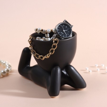 Interior item "Mr. Green to the joke" 7.5*12.3*6.7 black ceramics