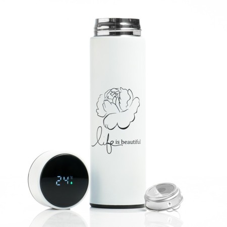 Thermos, 500 ml, Basic "Life is beautiful", with a strainer, with a temperature sensor, retains heat 8 hours-1