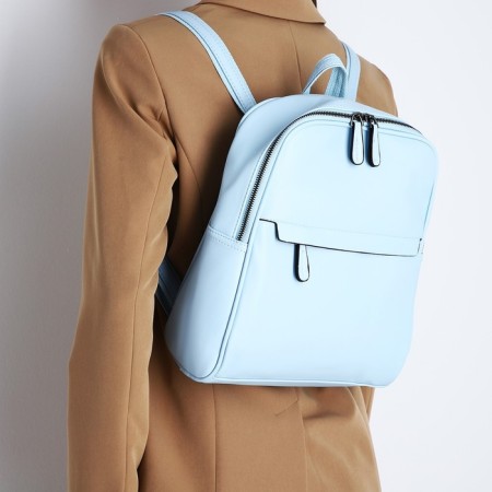 Women's backpack made of artificial leather with lightning, 2 pockets, blue color-7
