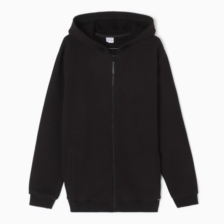 Sweatshirt with the basis, the color is black, size 54