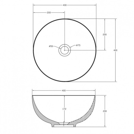 ABBER STEIN AS2617 sink, invoice, 400x400x200 mm, artificial stone, white-3